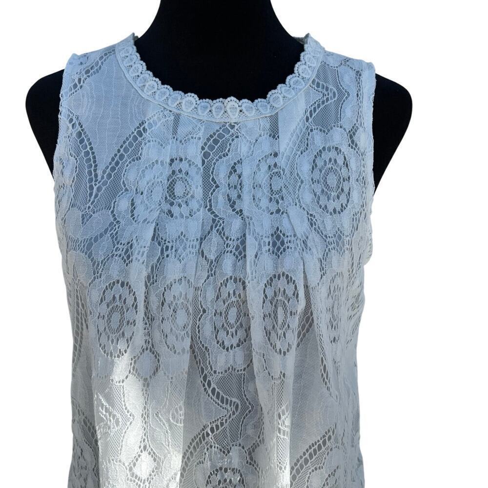 White Lace Sleeveless Top, 18" armpit to armpit, Women's size S